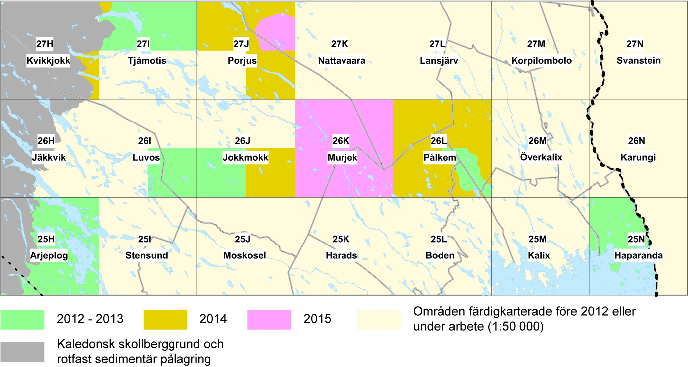 Map showing the areas where mapping has taken place. Map.