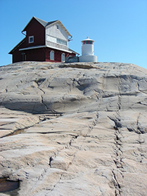 Nordv&auml;stligt orienterade s&aring; kallade Riedelsprickor i Bohusgranit. Svangen i Kosterhavets nationalpark.
