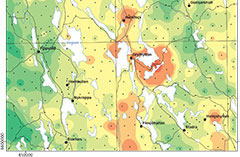 Karta med mineralinformation.